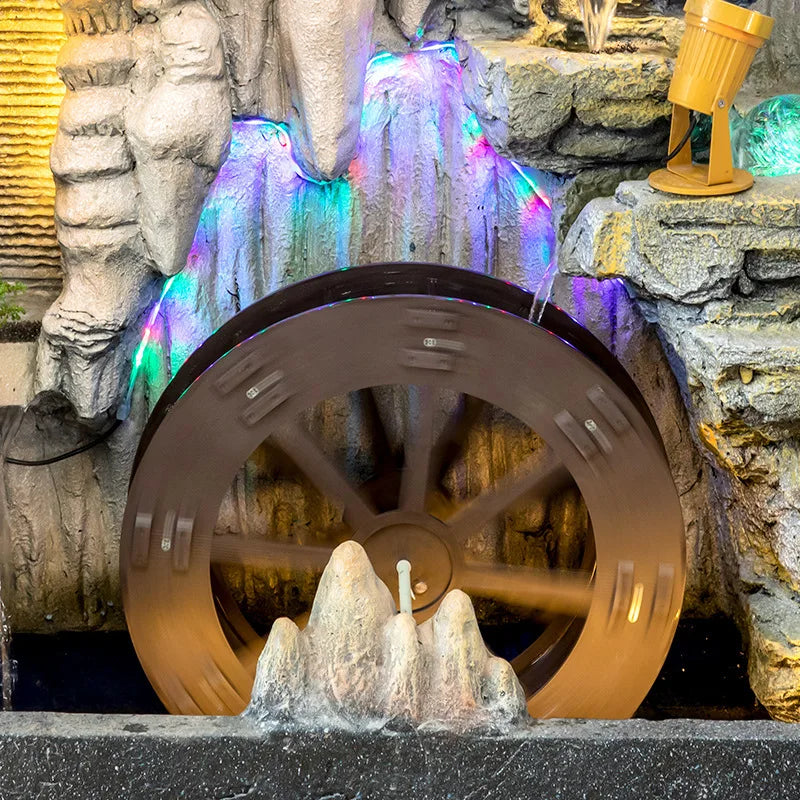 Stalactite Water Curtain Wall With Colorful Light New Chinese Style Courtyard Villa Hotel Floor-to-ceiling Resin Landscape
