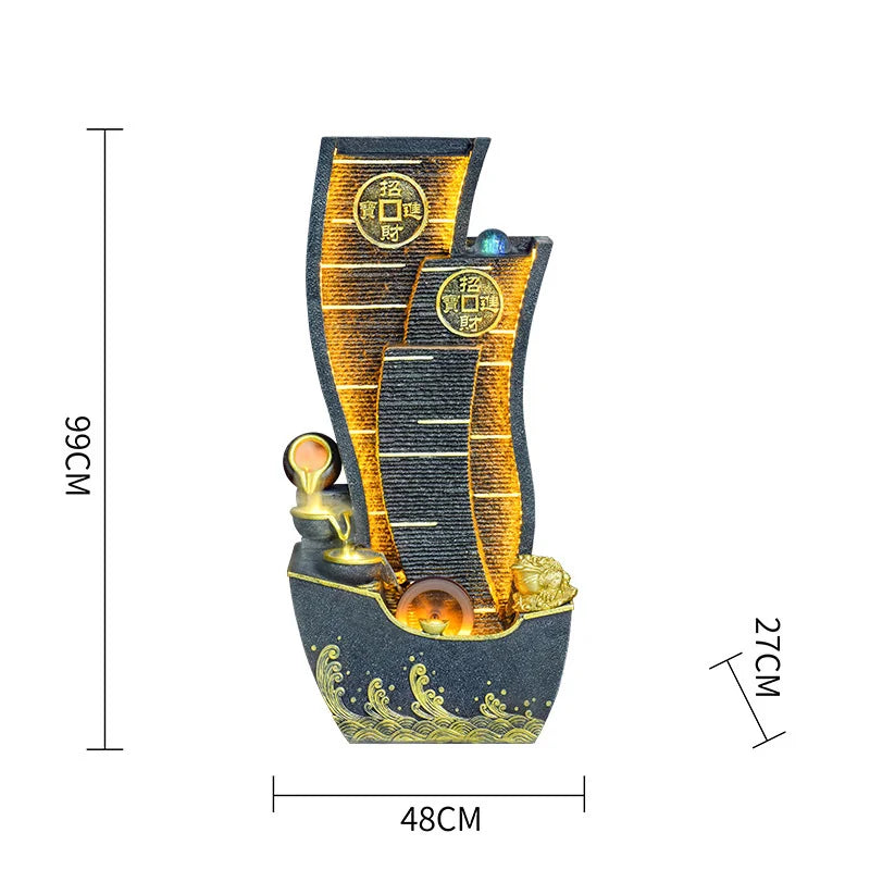 CHENYISHI Adornos de la fortuna con agua corriente Fuente circulante Rueda de Feng Shui Muebles para sala de estar Balcón Fuente interior