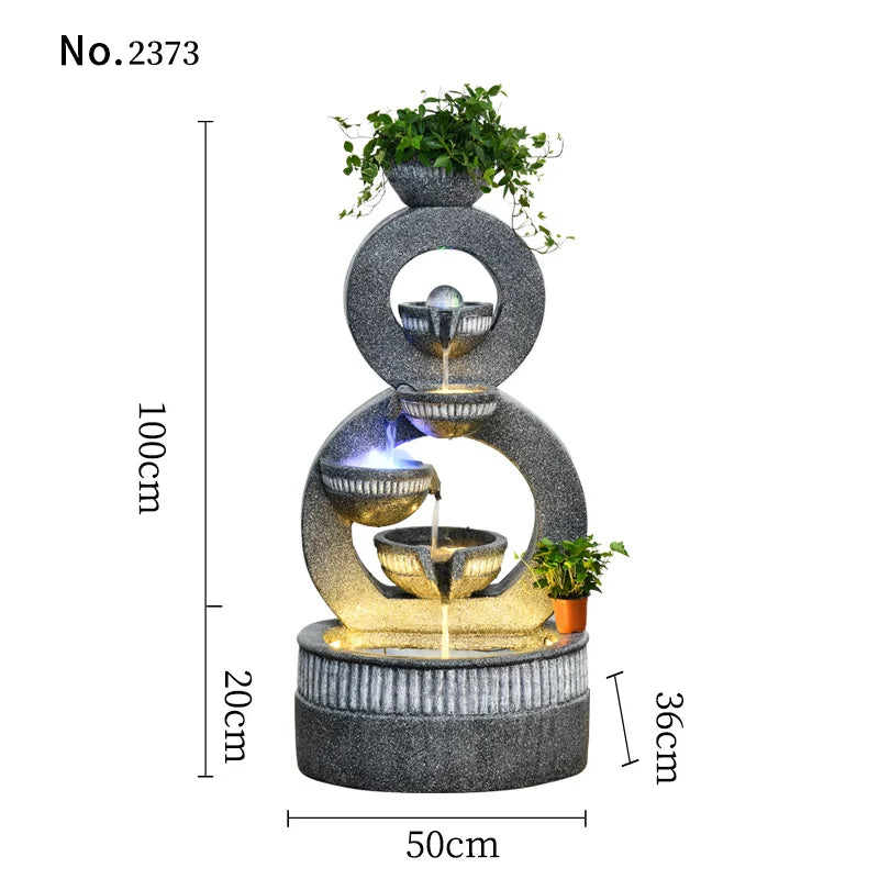 Decoración de lujo europea para el hogar, color gris, para jardín, césped, patio, fuente de agua para interior y exterior, regalo de inauguración de la casa, cascadas