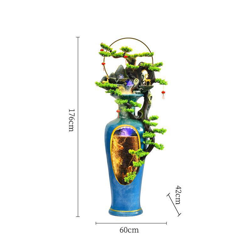CHENYISHI New Chinese Style Blue Flowing Water Fountain Home Living Room Floor Decoration Large Ornaments Club Landscape shop opening gift