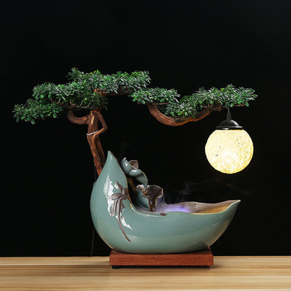 Creative ceramic flowing water ornaments are prosperous in the living room, attracting wealth and home interior ornaments