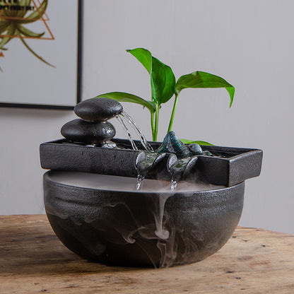 Landscape, water, wind, Zen, landscape, small goldfish tank, water pump, circulating ceramic water flow device, micro-landscape landscaping ornaments