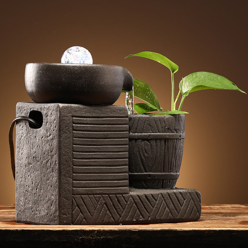 Mill barrel flow water flow ornaments circulating water living room office desktop decoration water flow device crafts