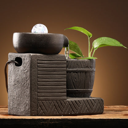 Mill barrel flow water flow ornaments circulating water living room office desktop decoration water flow device crafts