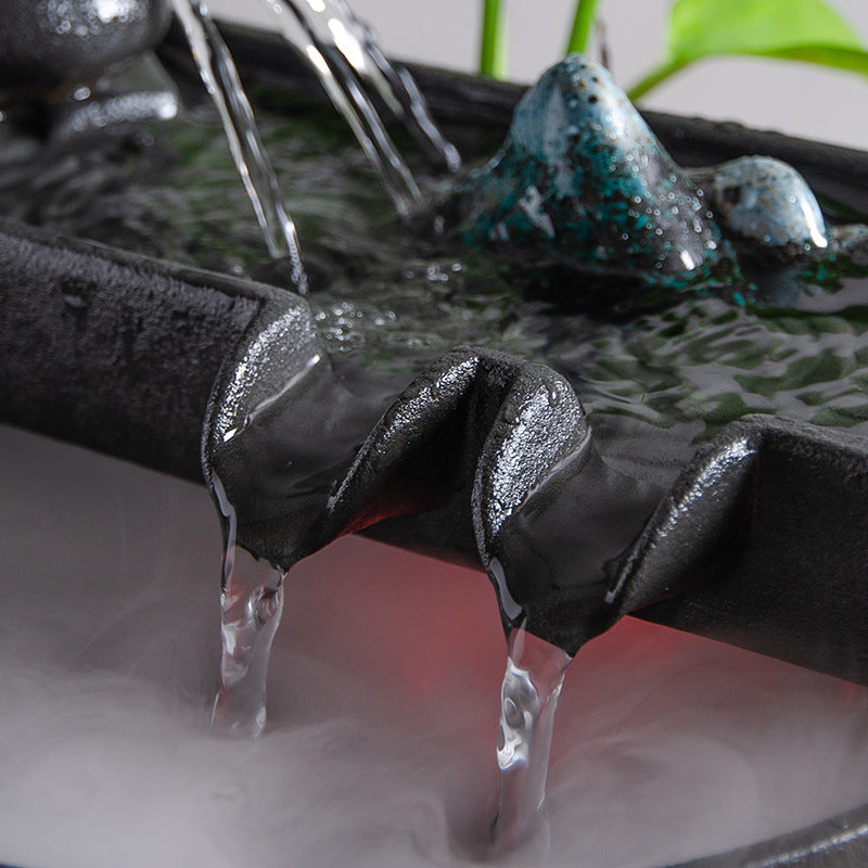 Landscape, water, wind, Zen, landscape, small goldfish tank, water pump, circulating ceramic water flow device, micro-landscape landscaping ornaments