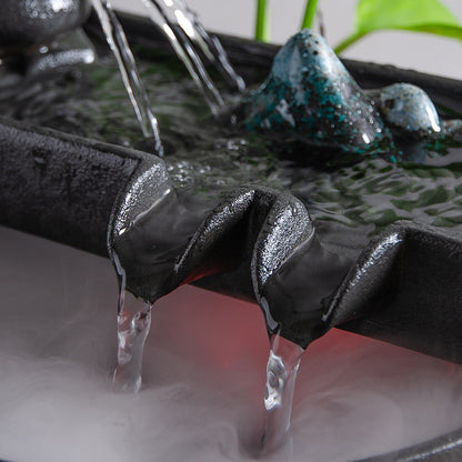 Landscape, water, wind, Zen, landscape, small goldfish tank, water pump, circulating ceramic water flow device, micro-landscape landscaping ornaments