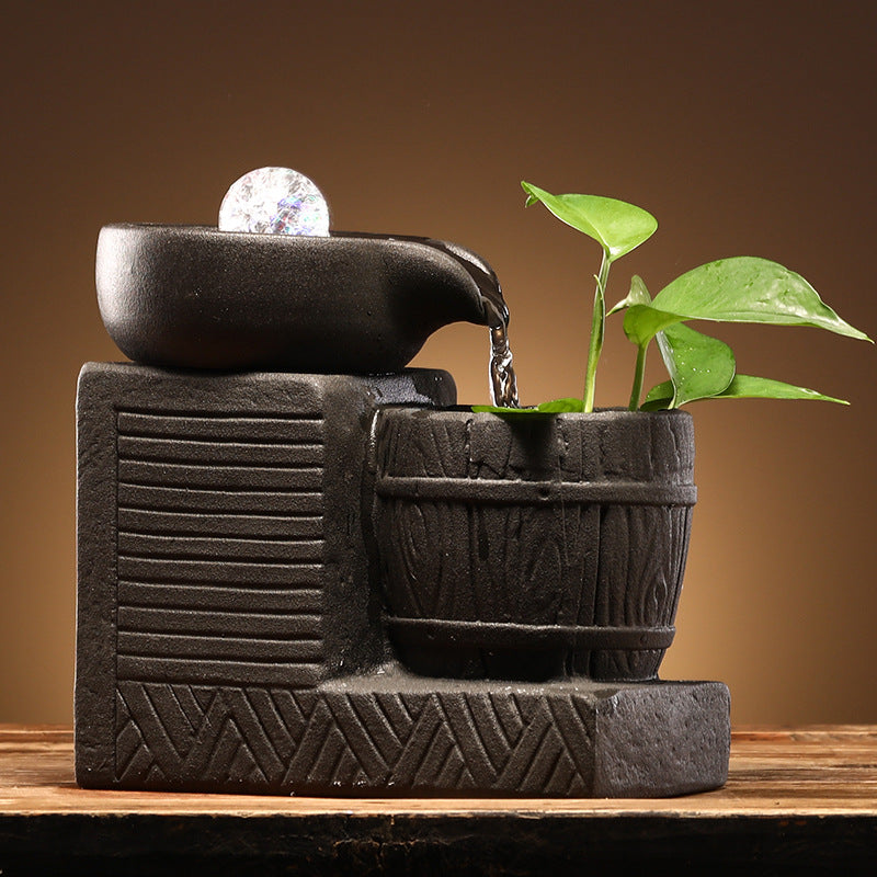 Mill barrel flow water flow ornaments circulating water living room office desktop decoration water flow device crafts