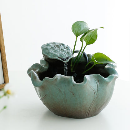 Lotus flowing water household fortune small fountain flowing water ornaments living room circulating water transfer office desktop humidifier decorations