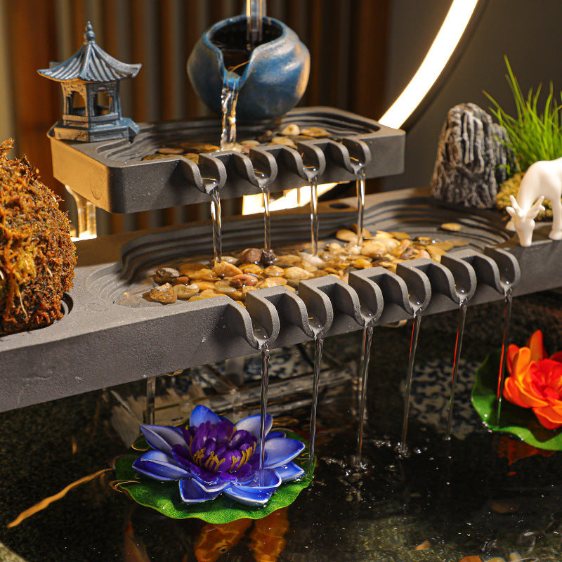 Lucky flowing water ornaments for living room, creative desktop, circulating water feature, fish tank, home entrance decoration
