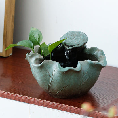 Lotus flowing water household fortune small fountain flowing water ornaments living room circulating water transfer office desktop humidifier decorations