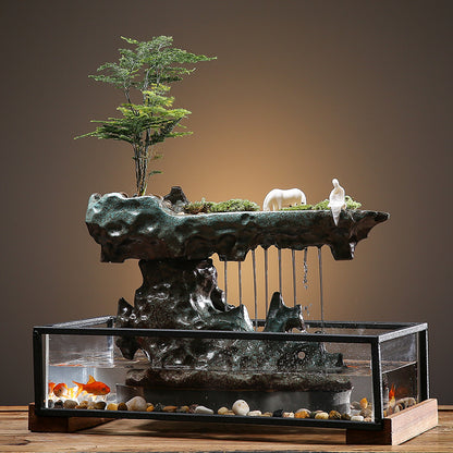 Empty mountain asked flowing water fountain ornaments office desktop Chinese style landscape