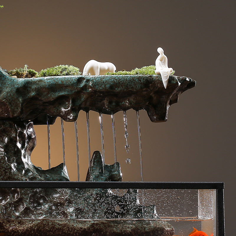Empty mountain asked flowing water fountain ornaments office desktop Chinese style landscape