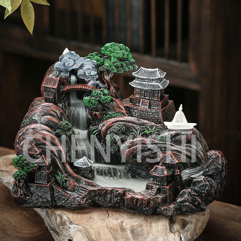 CHENYISHI Rockery Water Backflow Incense Burner Ceramic Incense Burner Smoke Viewing Home Accessories Creative Incense Ornaments