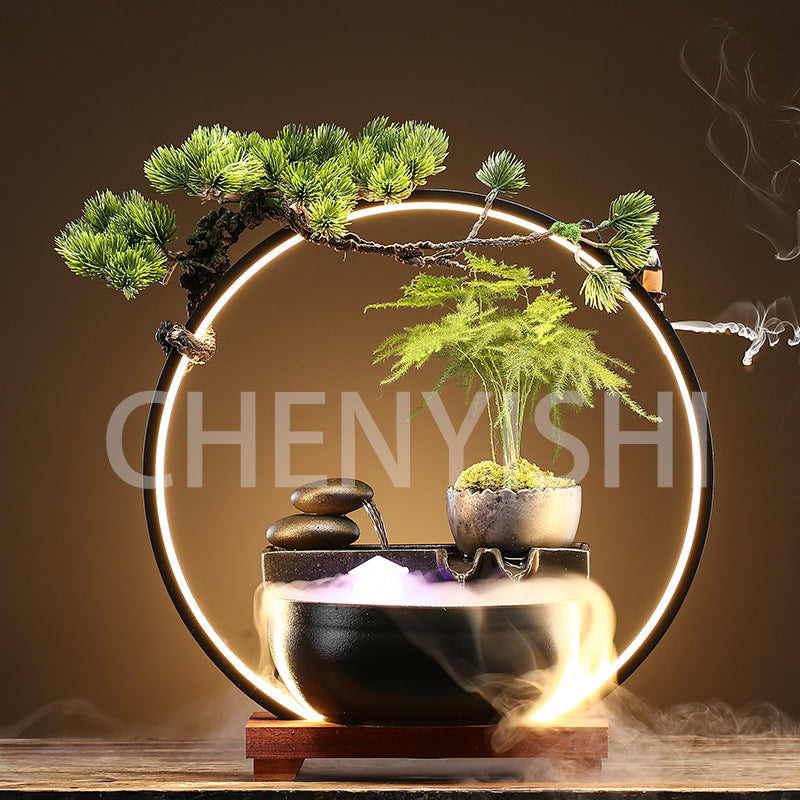 CHENYISHI Lucky Feng Shui Fountain Flowing Water Ornaments Indoor Waterfall Office Tabletop Fish Tank Housewarming Opening Gifts Crafts