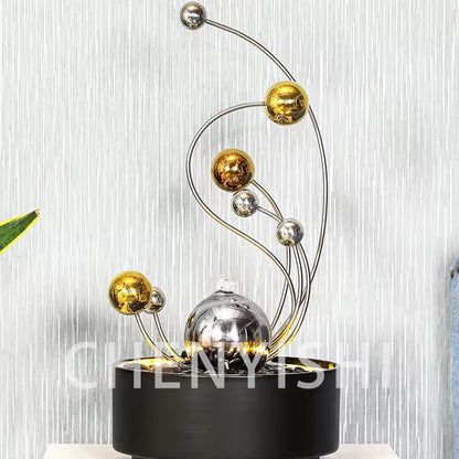 CHENYISHI Indoor Stainless Stele Water Fountain Lucky Light Luxury Flowing Water Ornaments Modern Wrought Iron Desktop Crafts