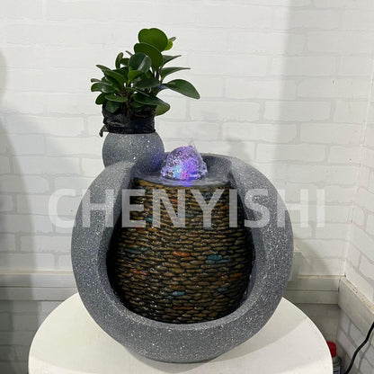 CHENYISHI Modern Simple Home Office Desk Circulating Water Stone Mortar Fish Tank Running Water Ornaments Bonsai Decoration