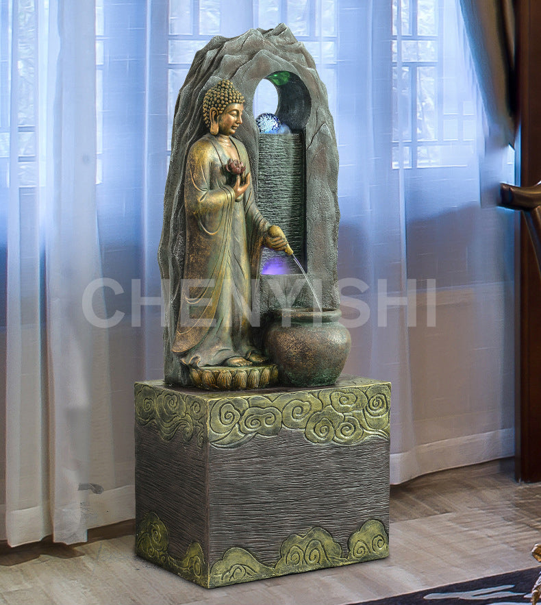 CHENYISHI Southeast Asian Buddha Statue Flowing Water Ornaments Living Room Tea Room Fountain Humidifier Club Office Zen Money-making
