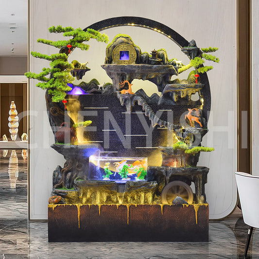 Water curtain wall flowing water wall screen fish tank fountain ornaments