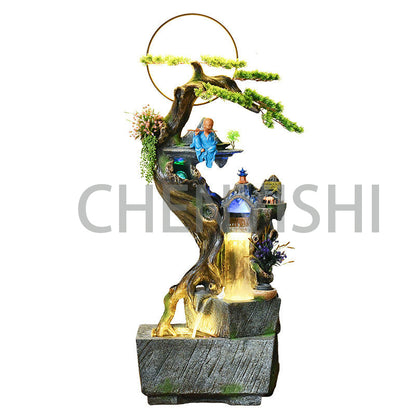 CHENYISHI Large Pastoral Rockery Flowing Water Fountain Decorative Ornaments Balcony Fish Pond Living Room Landscaping Indoor