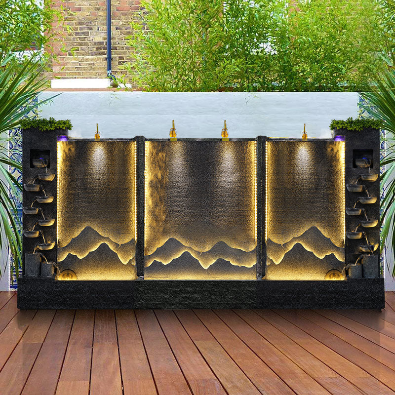 Water curtain wall, flowing water wall decoration, villa company, rockery, fountain, water landscape background wall, fish pond, fortune-making floor-standing ornaments