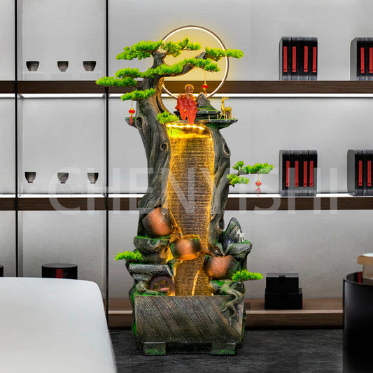 Large floor-to-ceiling rockery fountain