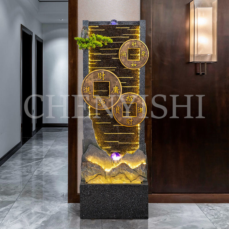 Chinese style flowing water fountain attracts wealth