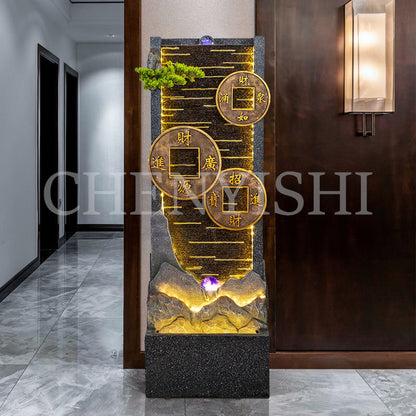 Chinese style flowing water fountain attracts wealth