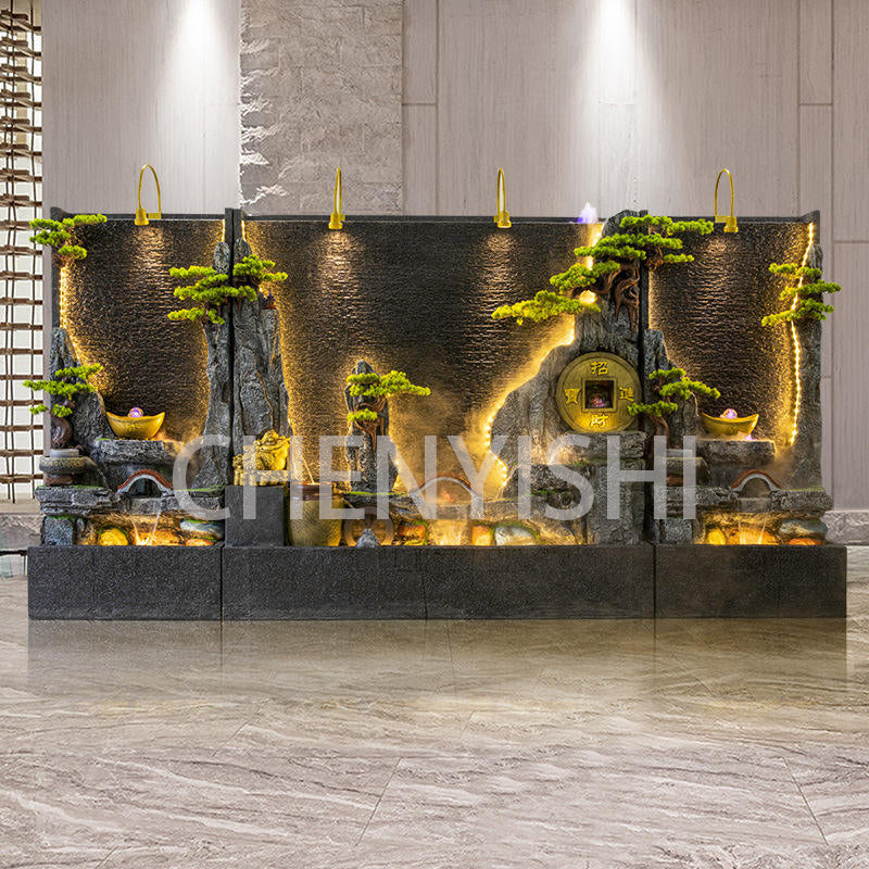 CHENYISHI Water Curtain Wall Rockery Flowing Water Fountain Landscape Water Feature Wall Wealth-promoting Ornaments Home Decor