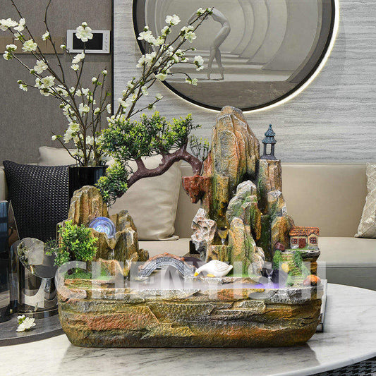 CHENYISHI Rockery Flowing Water Wealth-generating Ornaments Fengshui Wheel Fountain Living Room Entrance Office Decorative Furnished