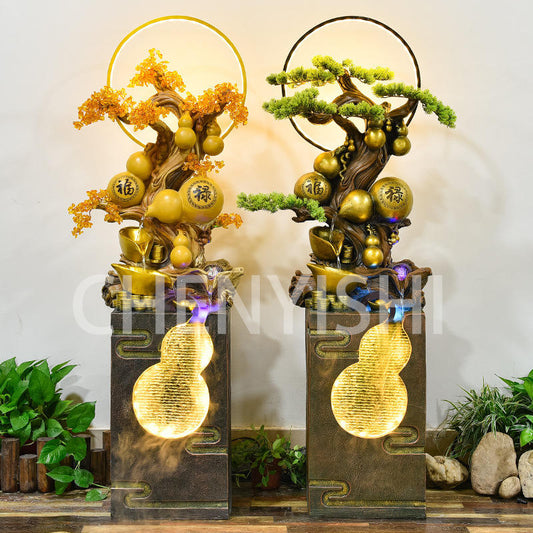 CHENYISHIChinese-style Gourd Rockery Flowing Water Fountain Ornaments Living Room Entrance Hall Store Opening New Home Gift Lucky Deco
