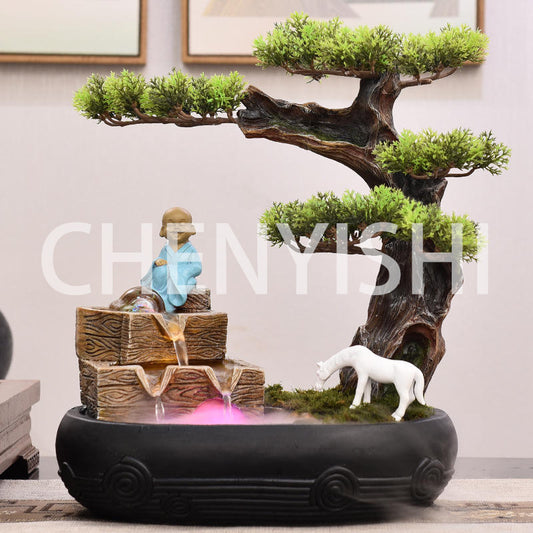 CHENYISHI Wholesale Chinese Style Rockery Flowing Water Fountain Bonsai Indoor Living Room Welcoming Pine Feng Shui Desktop Ornaments