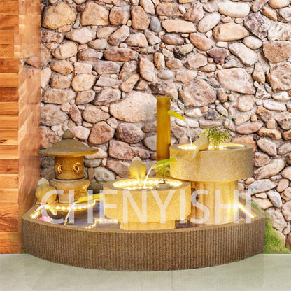 CHENYISHI Pastoral Japanese Water Fountain Sandstone Yard Landscape Courtyard Fish Pond Flowing Water Ornaments Rockery Fountain