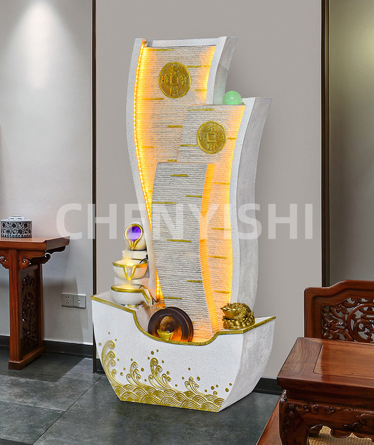 CHENYISHI Flowing Water Fortune Ornaments Circulating Fountain Feng Shui Wheel Living Room Furnishings Balcony Indoor Fountain