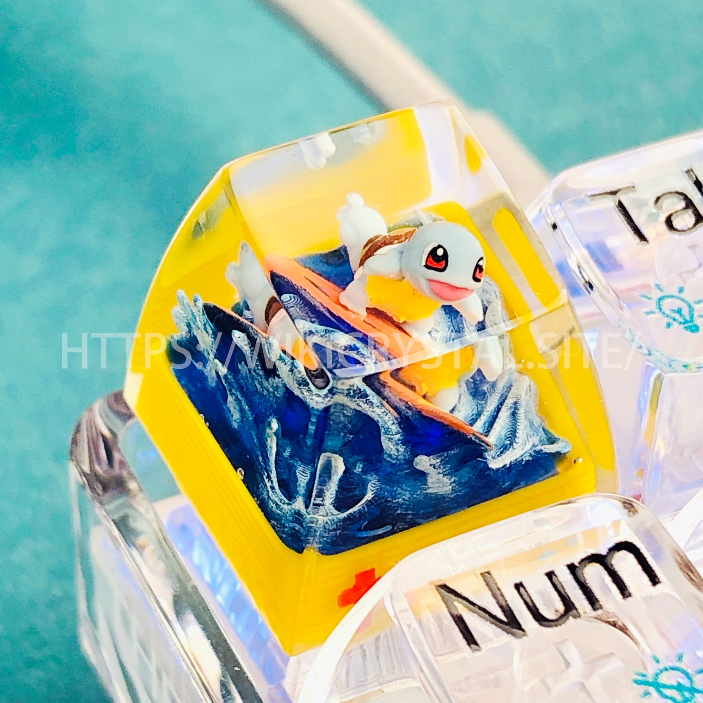 Pokemon Squirtle Custom 1U Keycap Pokemon Keycap Liquidate Keycap Artisan Keycap Anime Cherry MX Keycap, Yellow Keycap