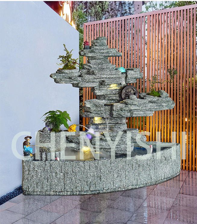 CHENYISHI Large Rockery Flowing Water Fountain Ornaments Villa Courtyard Fish Pond Outdoor Garden Balcony Corner Fish Tank Decoration