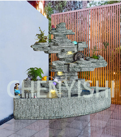 CHENYISHI Large Rockery Flowing Water Fountain Ornaments Villa Courtyard Fish Pond Outdoor Garden Balcony Corner Fish Tank Decoration