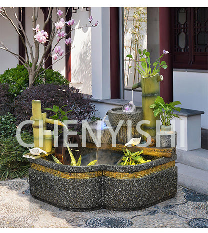 CHENYISHI Rockery Flowing Water Fountain Fish Pond Circulating Water Living Room Balcony Fish Tank Courtyard Fish Pond Company Hotel Decor