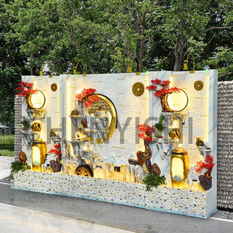 CHENYISHI White Rockery Flowing Water Fountain Living Room Entrance Screen Partition Water Curtain Wall Entry Garden Courtyard Fountain