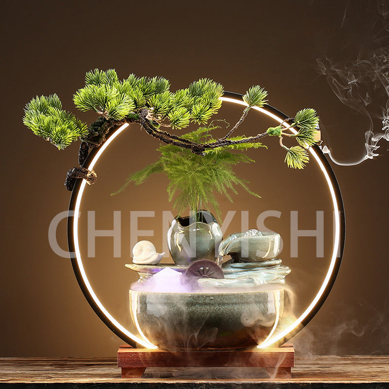 CHENYISHI Lucky Feng Shui Fountain Flowing Water Ornaments Indoor Waterfall Office Tabletop Fish Tank Housewarming Opening Gifts Crafts