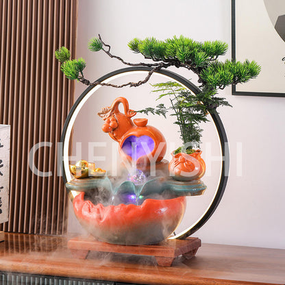 CHENYISHI Lucky Waterfall Table Top Fountain Creative Fortune Flowing Water Ornaments Living Room Office Decorations Desktop Chinese Gift
