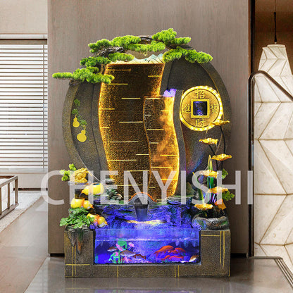 CHENYISHI Large Water Curtain Wall Rockery Flowing Water Fountain Decoration Living Room Office Courtyard Villa Fortune Feng Shui Wheel