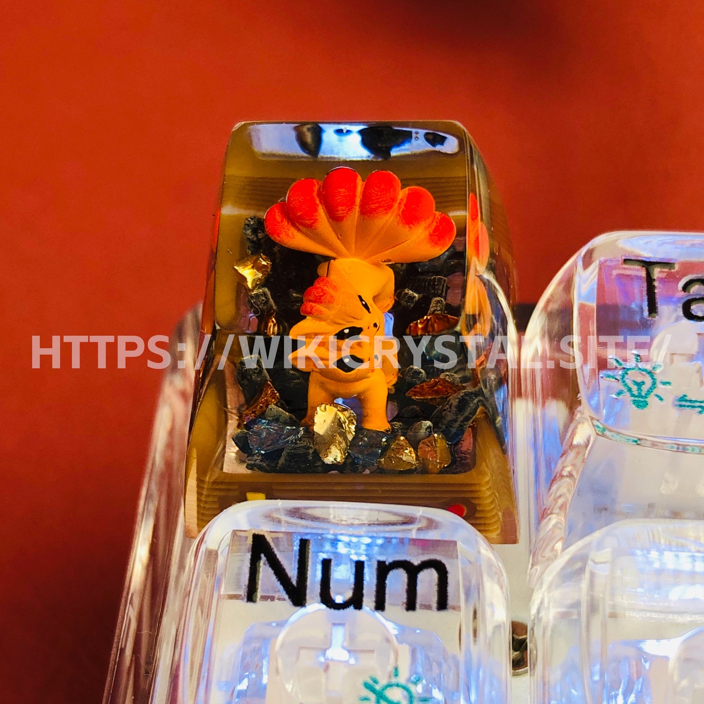 Pokémon Vulpix custom 1U keycap Pokemon keycap liquefied keycap artisan keycap anime cherry MX keycap yellow keycap
