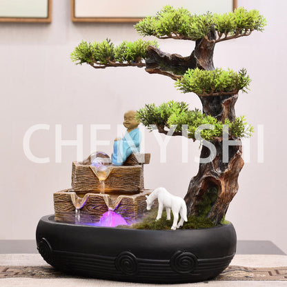CHENYISHI Wholesale Chinese Style Rockery Flowing Water Fountain Bonsai Indoor Living Room Welcoming Pine Feng Shui Desktop Ornaments