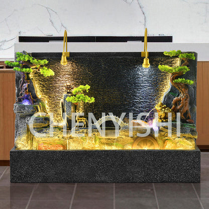 CHENYISHI Large New Chinese Flowing Water Screen Floor-to-ceiling Water Curtain Wall Gift Courtyard Club Decoration Garden Fountain