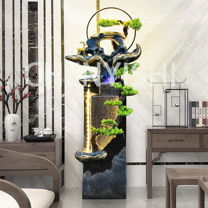 CHENYISHI New Chinese-style Hotel Villa Lobby Fortune-enhancing Ornaments Large Water Curtain Wall Flowing Water Fountain Entrance Decor