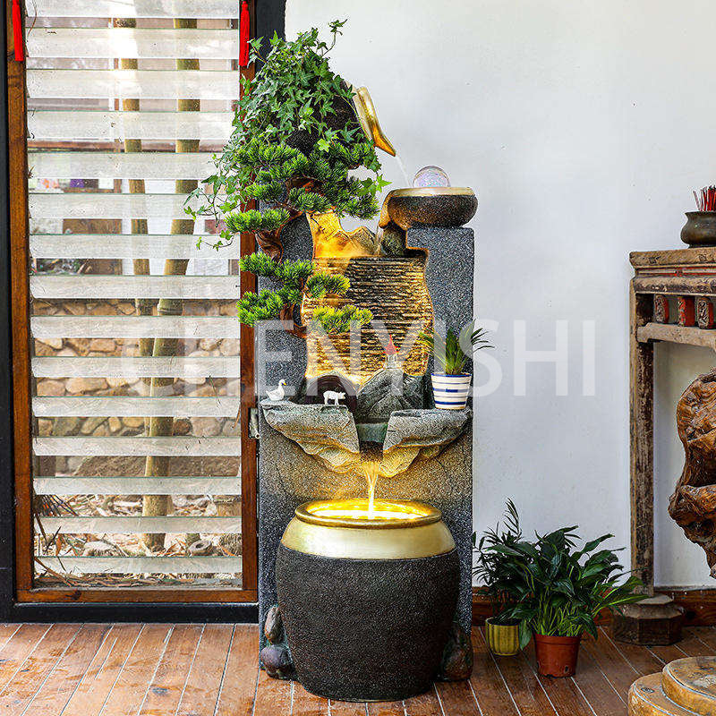 CHENYISHI Gorgeous Flowing Water Ornaments Waterfalls Indoor Fountain Landscape Creative Fish Tank Housewarming Water Feature