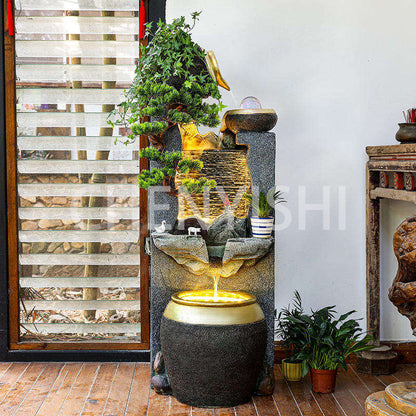 CHENYISHI Gorgeous Flowing Water Ornaments Waterfalls Indoor Fountain Landscape Creative Fish Tank Housewarming Water Feature