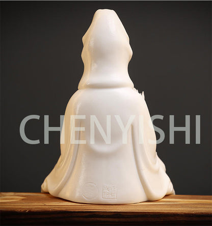 CHENYISHI Creative White Porcelain Guanyin Buddha Statue Zen Home Tea Room Decorations Aromatherapy Furnace Backflow Incense Burner Lamp
