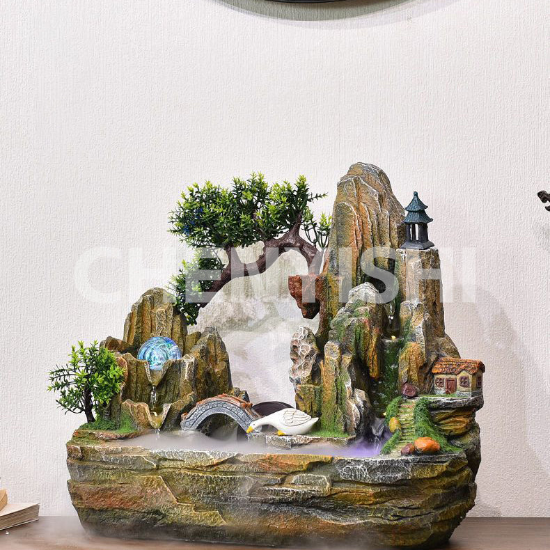 CHENYISHI Rockery Flowing Water Wealth-generating Ornaments Fengshui Wheel Fountain Living Room Entrance Office Decorative Furnished