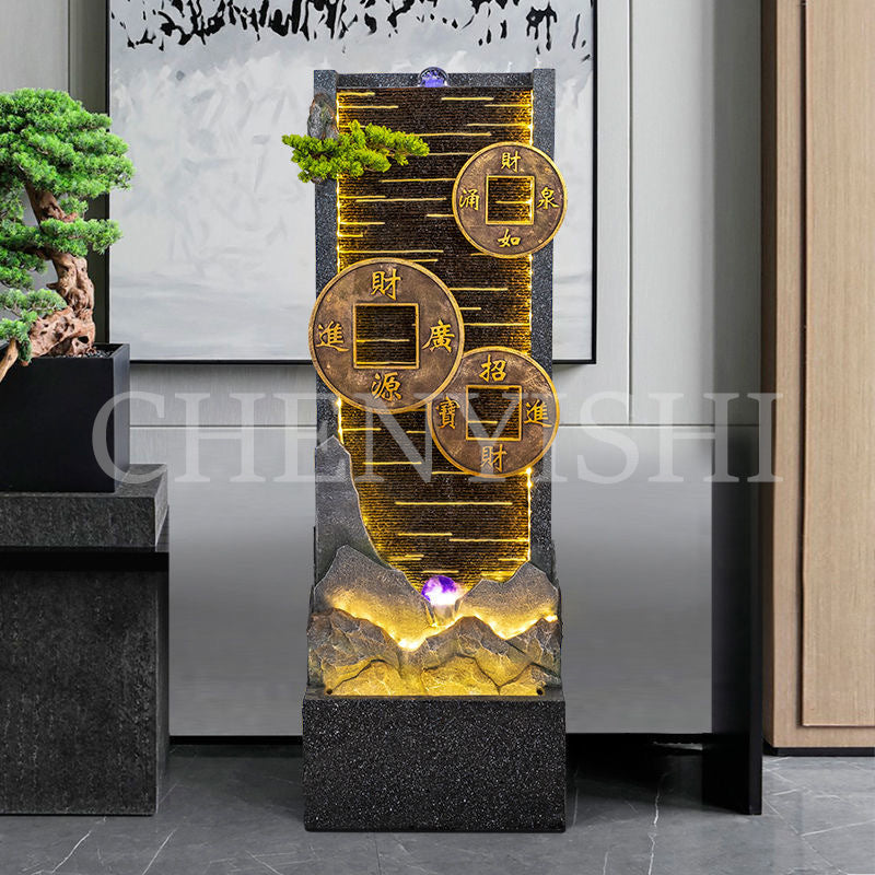 Chinese style flowing water fountain attracts wealth